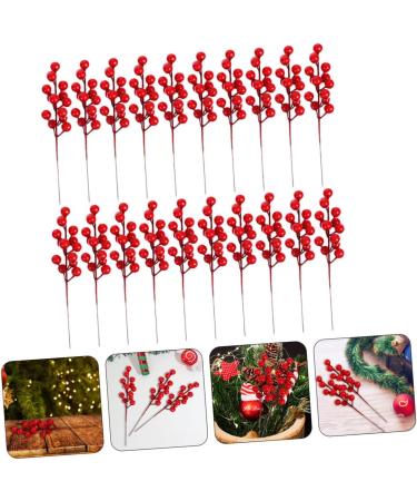 ABOOFAN 50 Pcs Artificial Berry Cuttings Artificial Berry Stems Pick Christmas Tree Decoration Ornaments Christmas Red Berries Branches Artificial Berry Branches Red Fruit Foam Fork - Buy Online on GoSupps.com