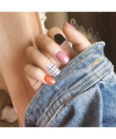 HUIL Artificial False Nails - Wedding Dress Black Pink Orange Grid with Manicure Set | Premium Quality eCommerce for International Shipping - Buy Online on GoSupps.com