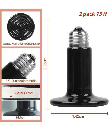 Repti Home 75W Ceramic Heat Radiator (2-Pack) - Ideal Reptile Heat Lamp Bulbs for Amphibians Pets Chickens Dogs & Cats - Buy Online on GoSupps.com