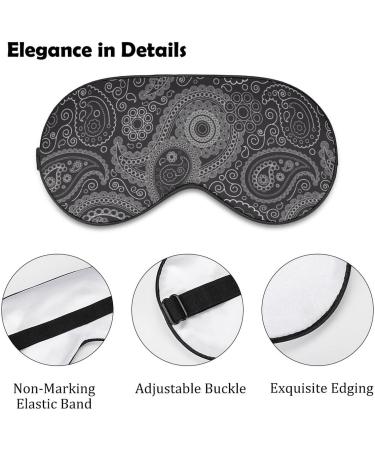 Black and White Paisley Sleep Mask for Women - Adjustable Eye Shades with Elastic Strap for Comfortable Sleep - Buy Online on GoSupps.com