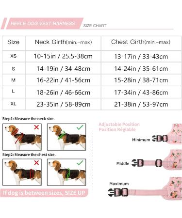 Heele Floral Pink Dog Harness for Medium Dogs - Adjustable Reflective Anti-Pull Soft & Breathable with Padded Handle - XS (Breastfall: 33-43cm) - Buy Online on GoSupps.com