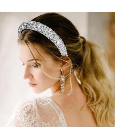 Sparkling Black Crystal Rhinestone Headband Hairband - Thick Style Silver | 90s Disco Hair Accessory for Women | Perfect Gift for Valentines & Birthdays - Buy Online on GoSupps.com
