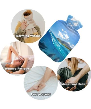 NAANLE Sea Wave Delphin Hot Water Bottle - 1L Transparent Handle for Pain Relief & Cold Therapy - Buy Online on GoSupps.com