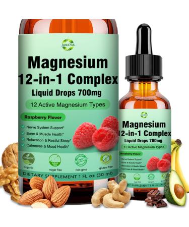 Magnesium 12 in 1 Complex Liquid Drops 700mg, High Absorption Magnesium Glycinate Citrate Malate Taurate & 8 Forms, Magnesium Complex Blend Supplement for Sleep Muscle Nerve Energy Heart Health