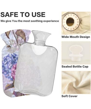 Naanle 2L Transparent Hot Water Bottle - Hortensia Flower & Bee Design for Menstrual Cramps Pain Relief Hand/Foot Heat & Cold Therapy - Buy Online on GoSupps.com