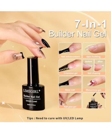 Builder Gel for Nails 10ml Clear Gel Nail Polish 7 In 1 Brush On Gel Builder for Nails Extension Hard Gel Builder Nail Strengthen Extension Gel Base Gel Rhinestone False Nail Tips Glue Gel - Buy Online on GoSupps.com