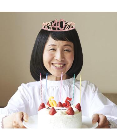 Frcolor 40th Birthday Tiara - Rose Gold Crystal Rhinestone Princess Crown for Women - Buy Online on GoSupps.com