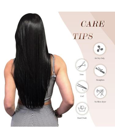 Feshfen Clip-In Extensions - 4PCS Synthetic Hair Extensions 50cm Smooth Long Black Hair for Women - Buy Online on GoSupps.com