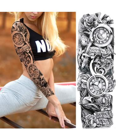 NEZAR Maori Temporary Tattoo Sleeve - 11 Sheets, Tiki Turtle Manta, Black Dragon Totem, Waterproof Fake Tattoo Sleeves for Men and Women - Buy Online on GoSupps.com