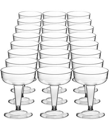 DecorRack 24 Cocktail Glasses, Plastic Party Champagne Cups, Perfect for Outdoor Parties, Weddings, Picnics, Stackable Stemmed, Reusable, Shatterproof Disposable Wine Glasses (Pack of 24)