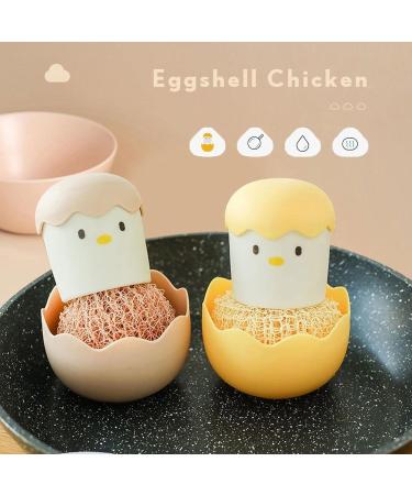 2PCS Eggshell Dish Washing Fiber Ball Cute Egg Shape Kitchen Cleaning Brush Detachable Dish Washing Fiber Ball Wash Pot Brush Multifunctional Cleaning Ball Washing Dish Brush Scrubber - Buy Online on GoSupps.com