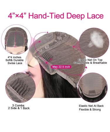 LSYBEAUTY Body Wave Lace Front Wig 22 Inch - 180% Density Brazilian Virgin Hair - Glueless 4X4 Lace Closure Wig for Black Women - Pre Plucked with Baby Hair - Natural Color 22 Inch - Buy Online on GoSupps.com