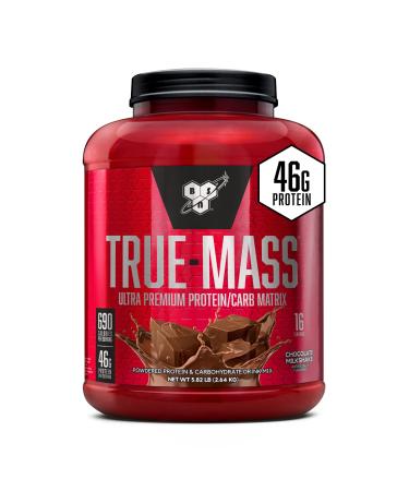 BSN TRUE-MASS Weight Gainer, Muscle Mass Gainer Protein Powder, Chocolate Milkshake, 5.82 Pound Chocolate 16 Servings (Pack of 1)