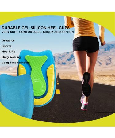 Men's Gel Heel Cups for Heel Pain Relief and Shock Absorption - Silicon Pads for Plantar Fasciitis, Bone Spurs - Size 6-12 - Buy Online on GoSupps.com