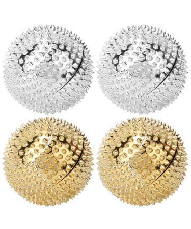 Massage ball 2 pairs of spike magnetic hand massage ball spiky roller pressure relief trigger tools hand massage ball body acupressure spiky magnetic massage balls hand massage ball