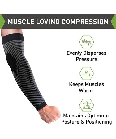 Arm Compression Sleeve Medium 2 Pack for Men and Women - Pain Relief for Tendonitis, Golf, Tennis, Weightlifting - Breathable Knit Design - Comfortable Compression Brace - Buy Online on GoSupps.com
