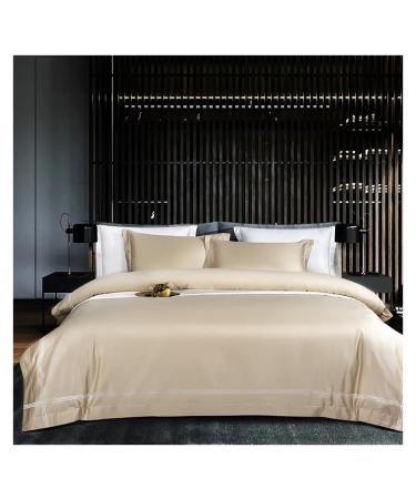 White Gray Egyptian Cotton Duvet Cover Set Embroidered 4 Piece Queen/Queen Size Bedding Bedding Sets Soft (SSS 4pcs)