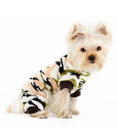 Chihuahua Pajamas for Dogs Small Puppy Pjs Fleece Winter Warm Dog Jumpsuit Cute Pet Clothes Tiny Dog Sweater Clothing Yorkie Teacup Outfits (X-Small) X-Small/(0.8-2.87 lb) Camouflage green