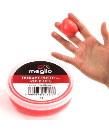 Meglio Therapy Hand Putty 57g - for Hand Exercises Targeting Hand Recovery and Rehabilitation Strength Training and Stress Relief Variable Resistive Strength (Red (Soft))