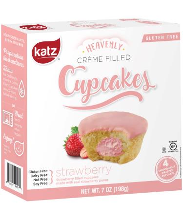 Katz Gluten Free Crme Filled Strawberry Cupcake 1 pack Strawberry 4 Count (Pack of 1)