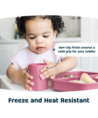 Tiny Twinkle Training Cup 2 Pack - Silicone Cups for Baby Led Weaning - Soft Open Cup for Independent Drinking (Pink Burgundy) - Buy Online on GoSupps.com
