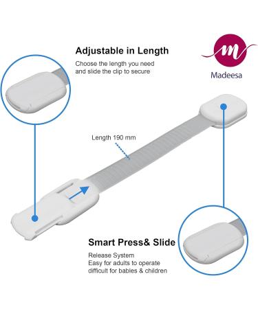Child Safety Strap Locks - 10 Pack - Childproof Cabinet Locks & Straps - Adhesive Baby Proofing Cabinet Lock Door Lock for Kids Safety (White) - Buy Online on GoSupps.com