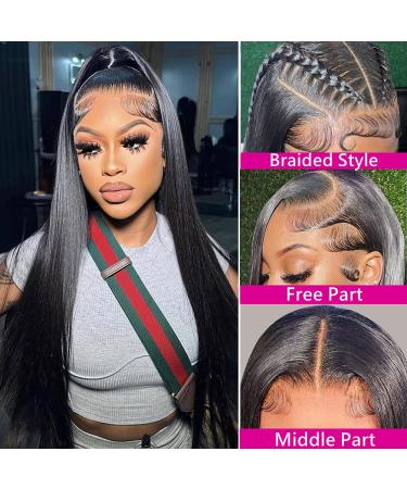 Hechirun 24 Inch Straight Human Hair Lace Front Wig | Pre Plucked 13x4 HD Lace Frontal | 180% Density Brazilian Hair | Glueless | Baby Hair | Black Women - Buy Online on GoSupps.com