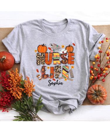 Personalized Nurse Shirt - Custom Fall Pumpkins Tee for Nurses | Perfect Gift from Patients & Coworkers on Nurse's Day - Buy Online on GoSupps.com