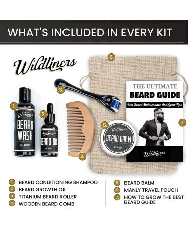 Beard Growth Kit for Men - Titanium Microneedle Roller, Natural Oil, Balm, Wooden Comb, Complete Grooming Set for Hair Growth - Travel-Friendly Gift - Buy Online on GoSupps.com