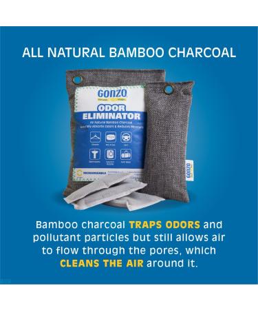 Gonzo Bamboo Charcoal Odor Eliminator 250g - Natural Air Freshener Bags for Home Pets & Gym - Purifying Charcoal Odor Absorber - Buy Online on GoSupps.com