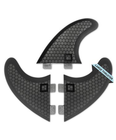 Surf Squared Large Fin Sets - Honeycomb Fiberglass Performance Surfboard Fins - Compatible with Futures Single Tab or FCS1 Twin Tab Surfboards - Ride as Twin, Thruster or Quad Twin Tab 3-Fin Set