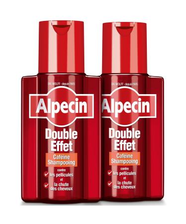 Alpecin Double Effet 2 x 200 ml Men's anti-dandruff shampoo | Anti-hair loss shampoo for men | Oily hair shampoo | Hair baldness treatment