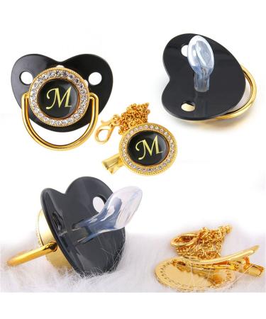 Unique Baby Pacifier & Clip with Letter M - Silicone Baby Soother with Chain - International Shipping Available - Buy Online on GoSupps.com