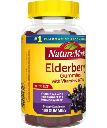 Nature Made Elderberry with Vitamin C and Zinc Gummies - Immune Support Supplement, 100 Count - Buy Online on GoSupps.com