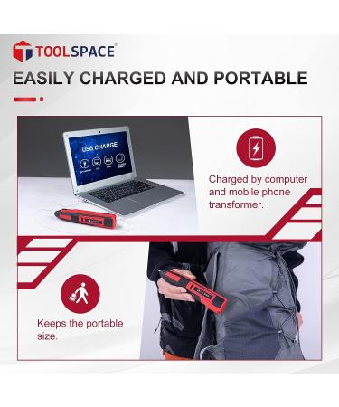 TOOLSPACE Cordless Engraving Pen Kit - USB Rechargeable Micro Electric Engraver for Metal, Glass, Jewelry - Mini DIY Tool for Detail Engraving - Buy Online on GoSupps.com