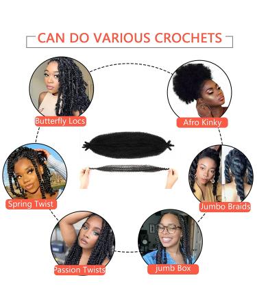 Pre-Fluffed Spring Twist Hair 16 Inch 7 Packs 1B# - Soft Springy Pre-Stretched Marley Twist Braiding Hair for Black Women - Crochet Hair Extensions - Twisted Up Crochet Braids - Buy Online on GoSupps.com