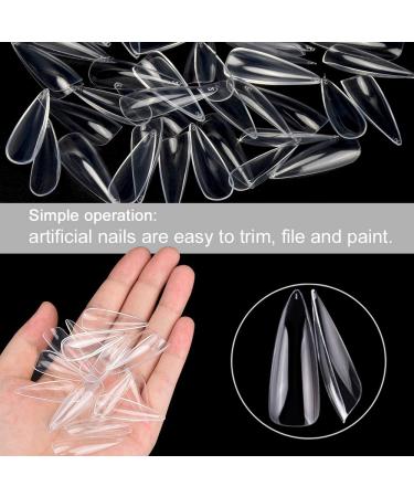 1200PCs Almond Shape Fake Nails - 12 Sizes Acrylic Nail Tips for Manicure & Nail Art - Clear & Natural Finish - Buy Online on GoSupps.com