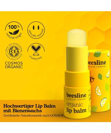 Beesline Organic Lip Balm Tropical Lime - Premium Beeswax Lip Balm for Dry Lips | Refreshing & Beegan Lip Care - Buy Online on GoSupps.com