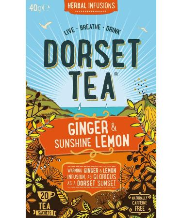 Dorset Tea Ginger & Sunshine Lemon Herbal Infusion - 80 Tea Bags, Caffeine Free - Buy Online on GoSupps.com