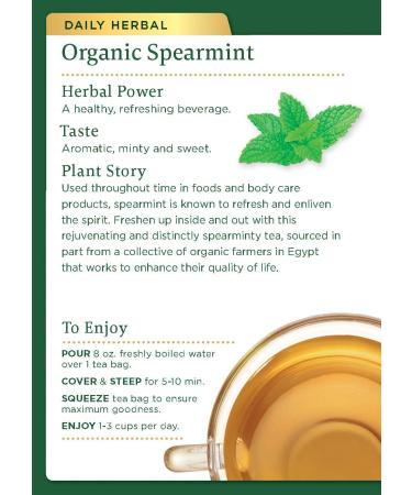 Organic Spearmint Herbal Tea - Naturally Caffeine Free | 16 Wrapped Bags - Traditional Medicinals - Buy Online on GoSupps.com