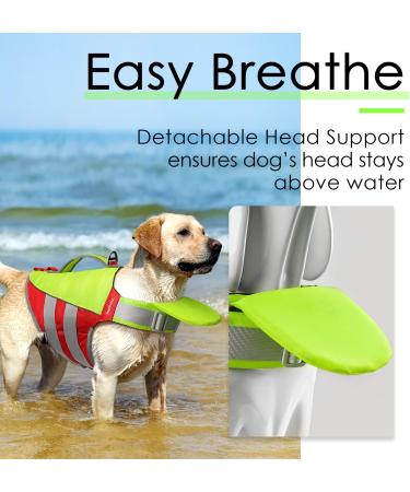 ThinkPet Adjustable Dog Life Jacket - Reflective Lifesaver with Buoyancy | Green & Red | Large | International Shipping - Buy Online on GoSupps.com