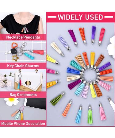 Paxcoo 120Pcs Tassels Charms Bulk for Jewelry Making - Keychain Tassels for Crafts, Leather, Resin, Acrylic Blanks, Bracelets - 2 1/8 inch - Buy Online on GoSupps.com