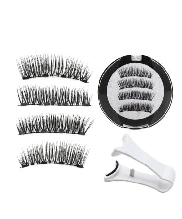 3PC 4 Magnetic Eyelashes Natural Eyelash Tape Without Glue Eyelashes Can Be Reused Best False Eyelashes (Size : KS01-4White)