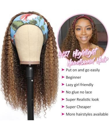 10A Curly Human Hair Headband Wig for Black Women - 16 Ombre Kinky Curly #427, 180% Density, Remy Hair - Buy Online on GoSupps.com