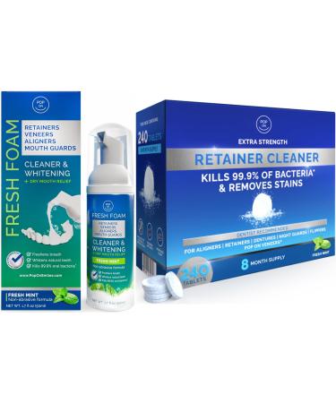 Aligner & Retainer Cleaner Fresh Foam | Retainer Cleaner Tablets for Invisalign FSA HSA Approved for Ultrasonic Cleaners 8-Month Supply | Bundle