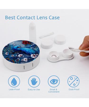 Peacock Flowers Contact Lens Travel Kit | Portable Cute Lens Case with Mirror for Daily Use - Buy Online on GoSupps.com