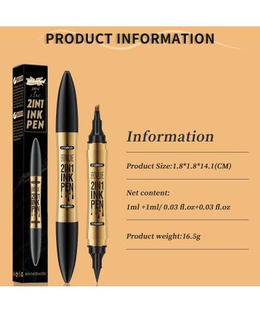 Eyebrow Pencil 2 in 1 Dual-ended Liquid Eyebrow Pen Waterproof & Long Lasting Smooth Liquid Eyeliner Pen Four-tip Brow Pencil for Women Makeup Light Coffee - Buy Online on GoSupps.com