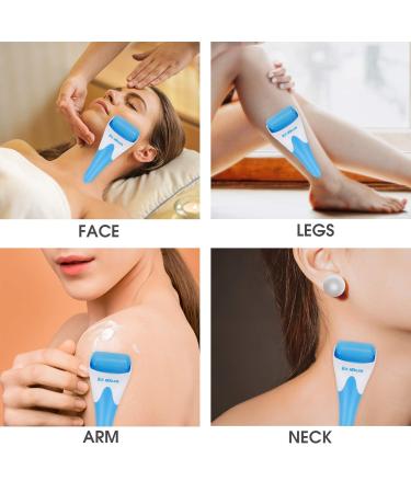 Blue Ice Roller for Face & Eye Puffiness Relief | Tighten Pores Reduce Wrinkles & Relieve Dark Circles | Premium Face Massager for Migraine Pain Relief - Buy Online on GoSupps.com