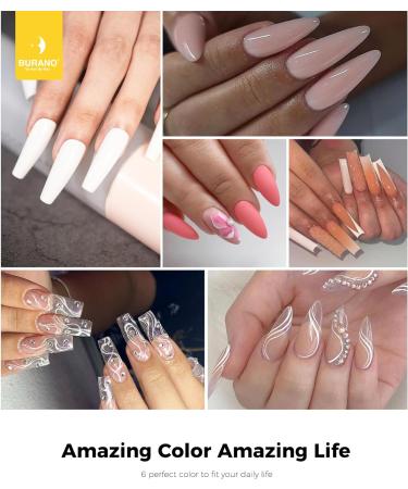Burano Poly Extension Gel Nail Kit - 6 Colors Builder Set for DIY Nail Art (Pink Nude) - Perfect for Beginners and Professionals - Buy Online on GoSupps.com