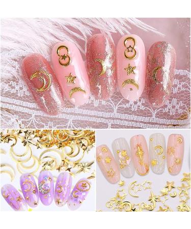 AKOAK 200Pcs 3D Star and Moon Rivets Nail Art Decor Professional Nail Sticker Accessories - Buy Online on GoSupps.com